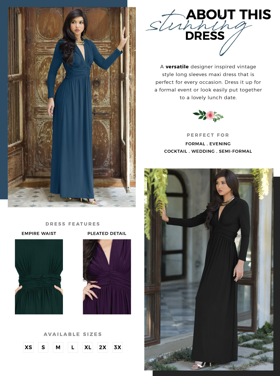 long sleeve maxi dress special occasion